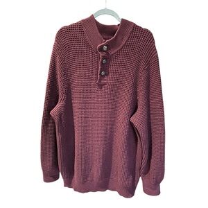 OAK‎ HILL Men's Cotton Waffle Sweater Burgundy 3XL